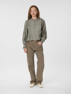Petrine Embroidery Blouse - Smoke Green
