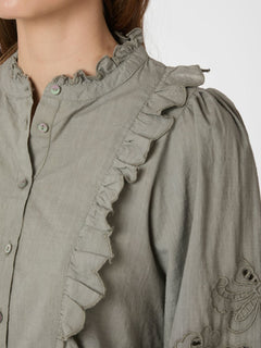 Petrine Embroidery Blouse - Smoke Green