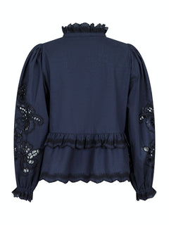 Kimmo Embroidery Blouse - Navy