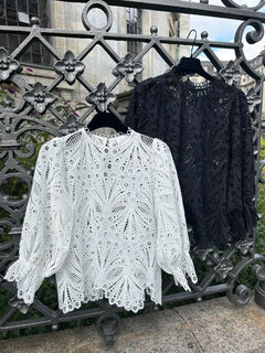 Adela Embroidery Blouse - Black
