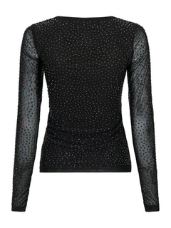 Basira Stone Mesh Blouse - Black