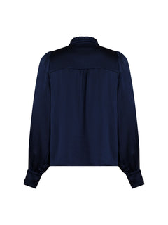 Massima Drapy Satin Blouse - Dark Navy