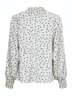 Stone Drapy Flower Blouse - Off White