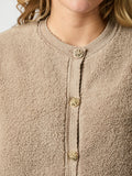 Limo Fluffy Knit Cardigan - Dark Sand