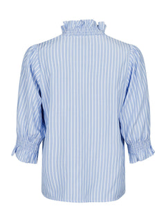 Briony Wide Stripe Blouse - Light Blue