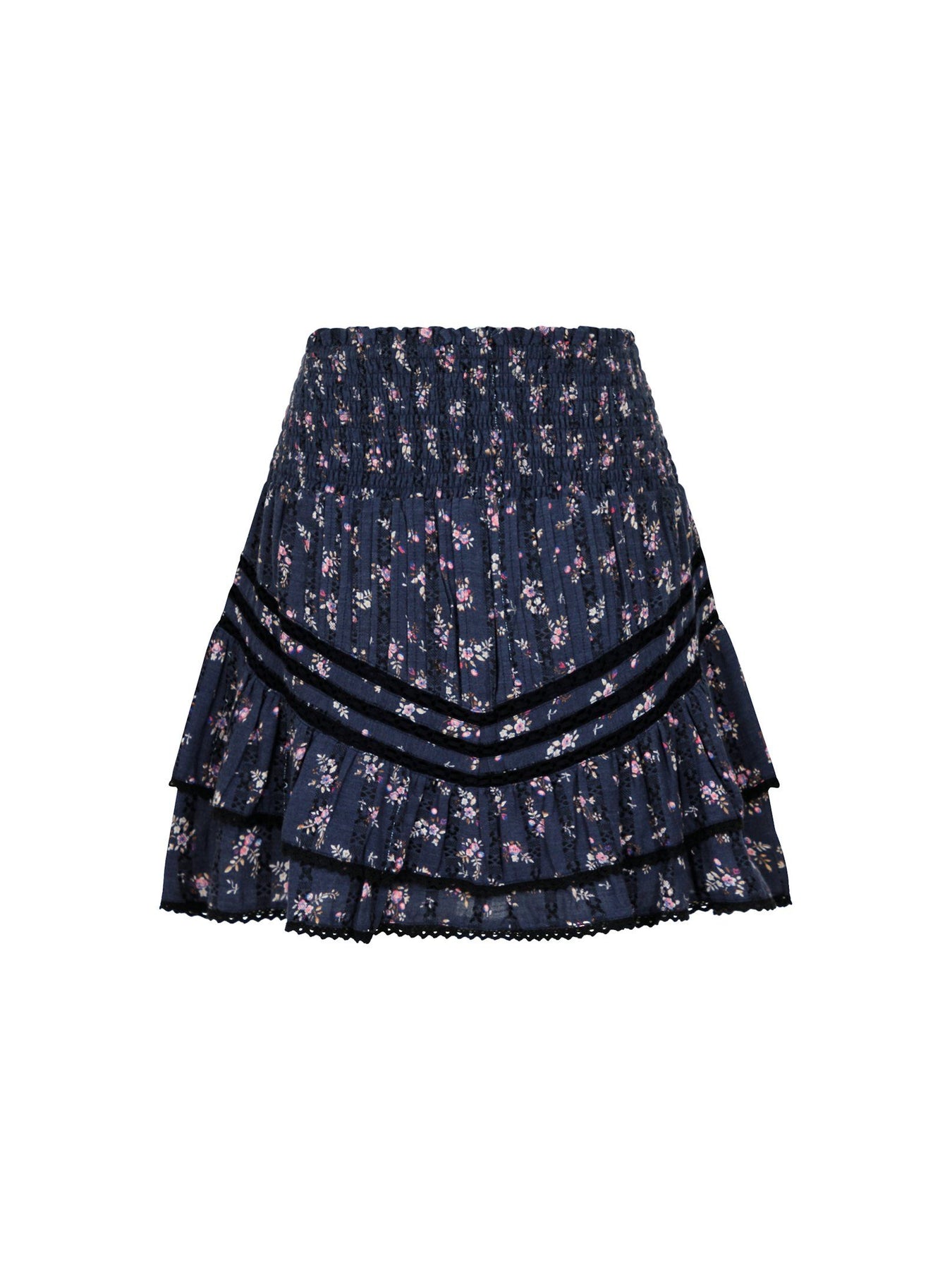 Atkin Delicate Floral Skirt - Dusty Navy