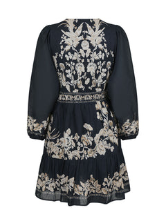 Dorna Printed Voile Dress - Navy