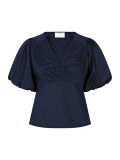 Irina Poplin Blouse - Navy