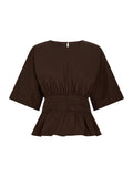 Annegret Poplin Blouse - Chocolate Brown