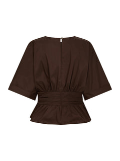 Annegret Poplin Blouse - Chocolate Brown