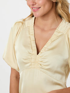 Illana Heavy Sateen Dress - Light Yellow