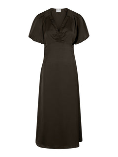 Illana Heavy Sateen Dress - Dark Brown