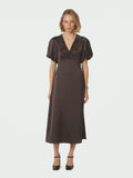 Illana Heavy Sateen Dress - Dark Brown