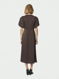 Illana Heavy Sateen Dress - Dark Brown