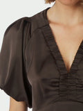 Illana Heavy Sateen Dress - Dark Brown