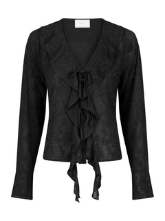 Anika Burnout Blouse - Black