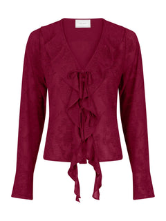 Anika Burnout Blouse - Burgundy