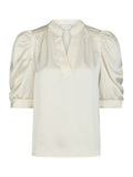 Roella Heavy Sateen Blouse - Pearl