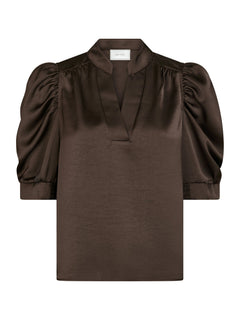 Roella Heavy Sateen Blouse - Dark Brown