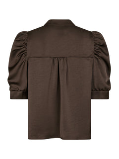 Roella Heavy Sateen Blouse - Dark Brown