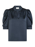 Roella Heavy Sateen Blouse - Midnight Blue