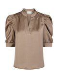 Roella Heavy Sateen Blouse - Dark Taupe