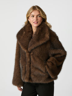 Stephanie Faux Fur Jacket - Brown