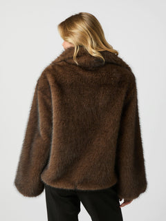 Stephanie Faux Fur Jacket - Brown