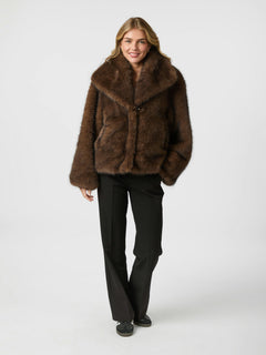 Stephanie Faux Fur Jacket - Brown