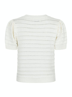 Sidra Stitch Solid Knit Blouse - Off White