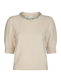 Maia Stone Knit Blouse - Ivory
