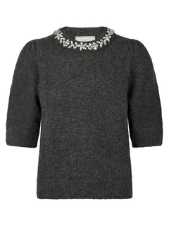 Maia Stone Knit Blouse - Antracit Melange