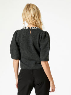 Maia Stone Knit Blouse - Antracit Melange