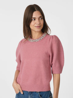 Maia Stone Knit Blouse - Rose