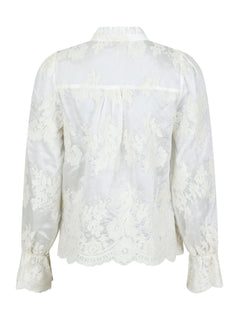 Amara Big Embroidery Blouse - Off White