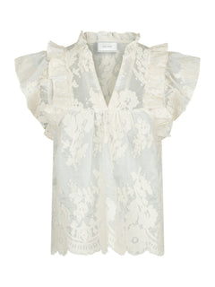 Jayla Big Embroidery Top - Off White