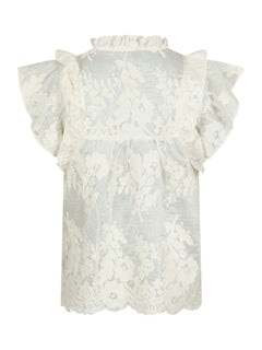 Jayla Big Embroidery Top - Off White