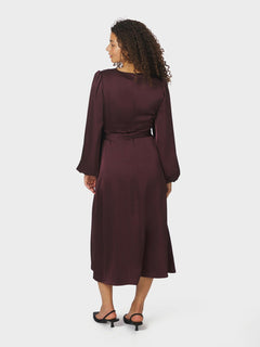 Rimini Heavy Sateen Dress - Burgundy
