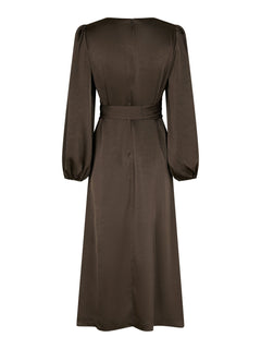 Rimini Heavy Sateen Dress - Dark Brown