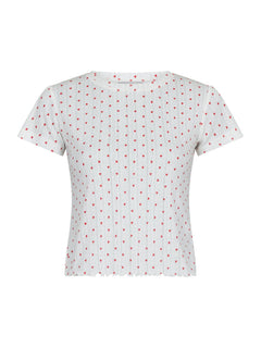 Lonnie Pointelle Heart Top - White