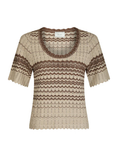 Meiko Stitch Knit Blouse - Brown