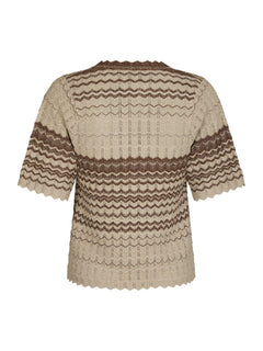 Meiko Stitch Knit Blouse - Brown