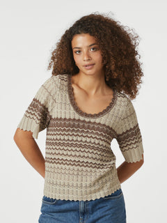 Meiko Stitch Knit Blouse - Brown