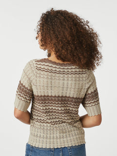 Meiko Stitch Knit Blouse - Brown
