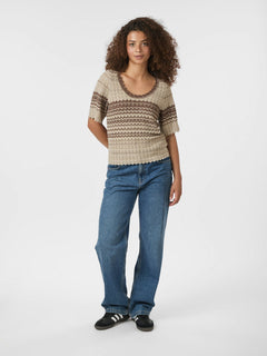 Meiko Stitch Knit Blouse - Brown