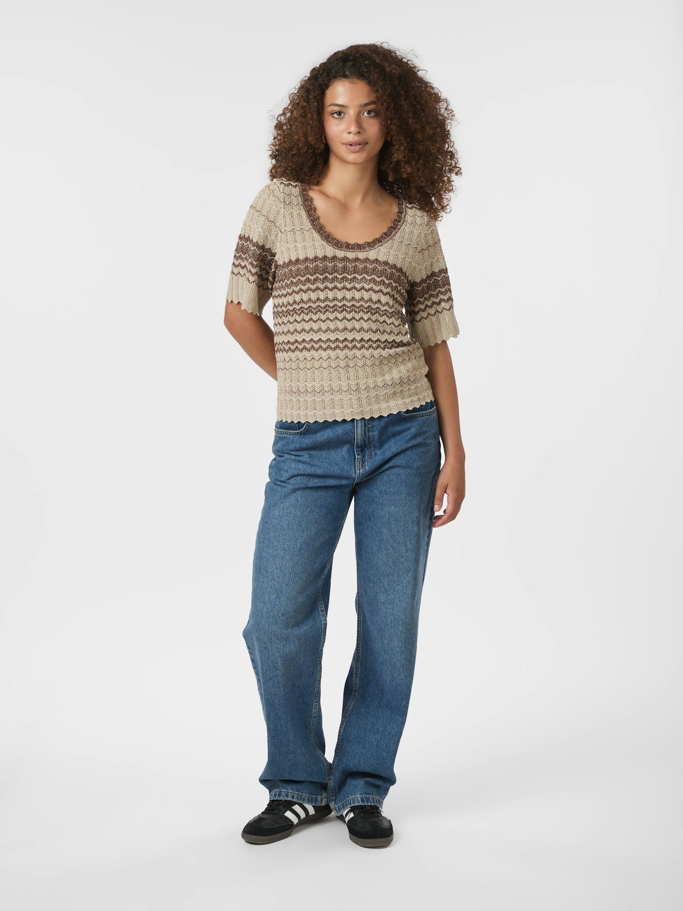 Meiko Stitch Knit Blouse - Brown