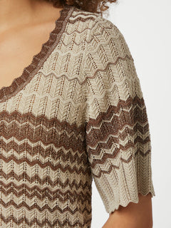 Meiko Stitch Knit Blouse - Brown