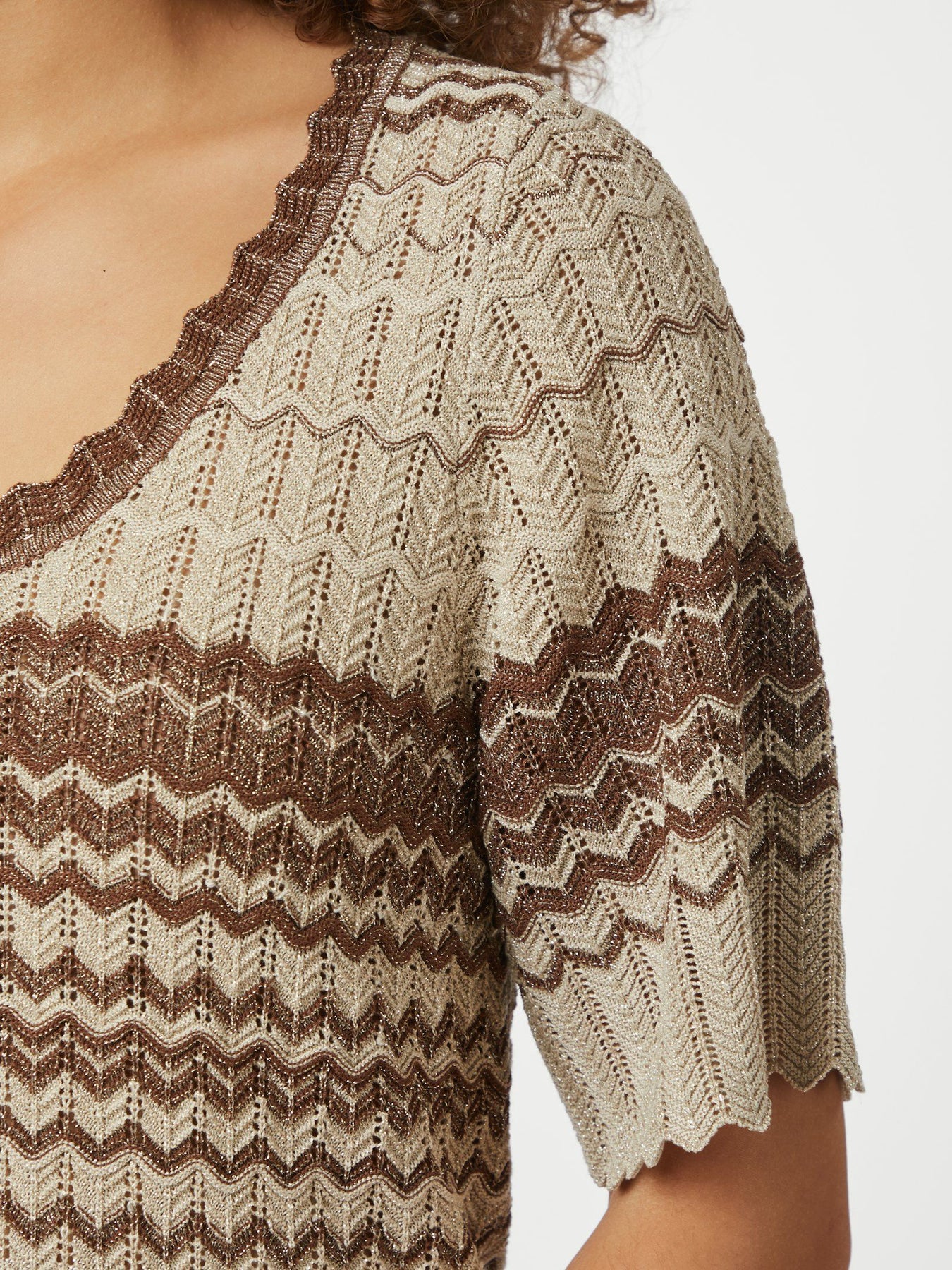 Meiko Stitch Knit Blouse - Brown