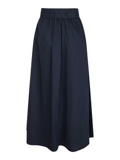 Yara Long Poplin Skirt - Navy