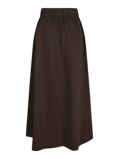 Yara Long Poplin Skirt - Chocolate Brown
